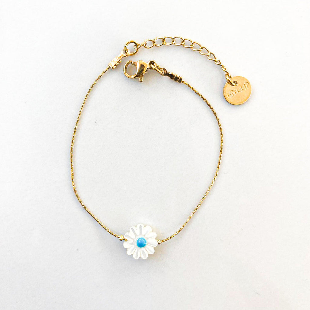 Bracelet Marguerite Bleu - Litchi
