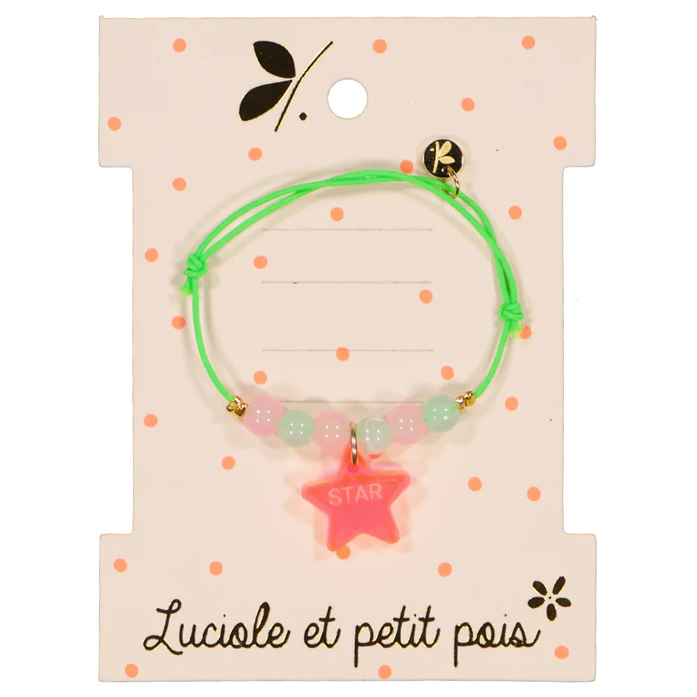 Bracelet Cordon Élastique Vert fluo - Luciole et Petit Pois