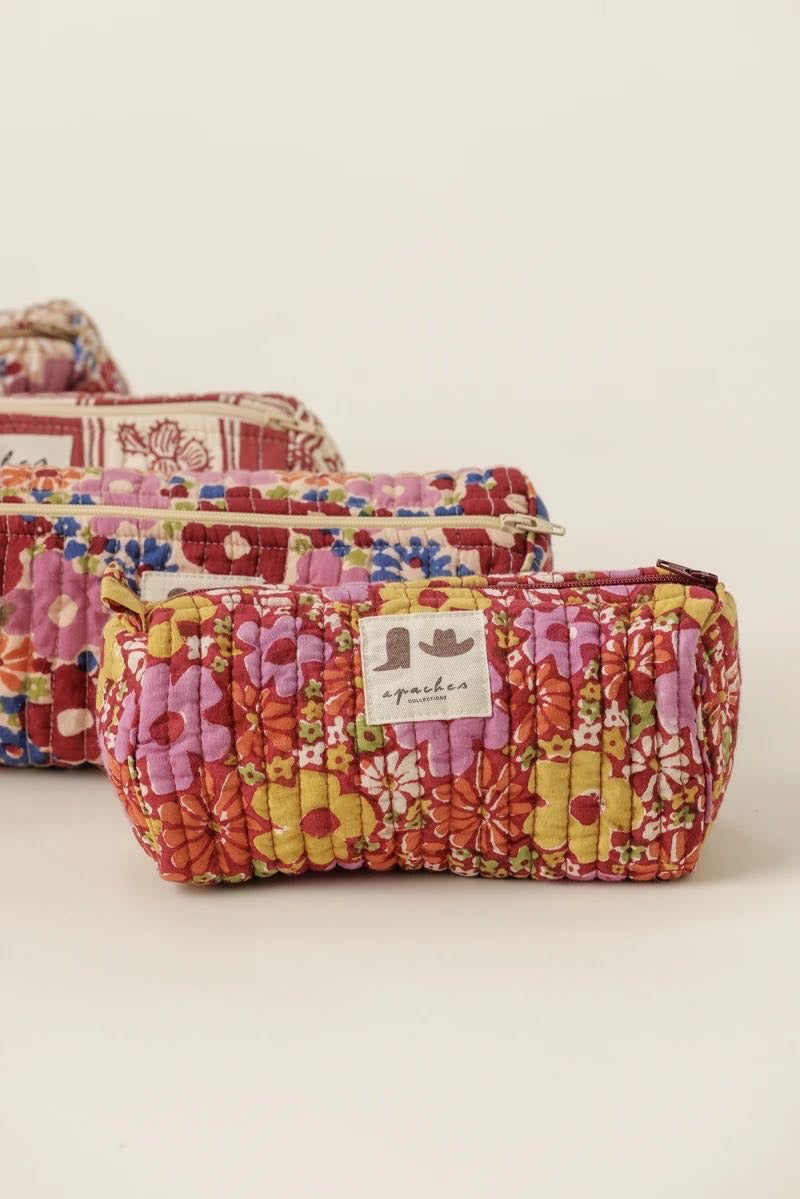 trousse en tissu imprimé avec la technique block-print