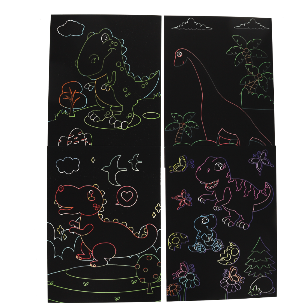 Cartes de Coloriage à Gratter Dinosaures - Petit Toi