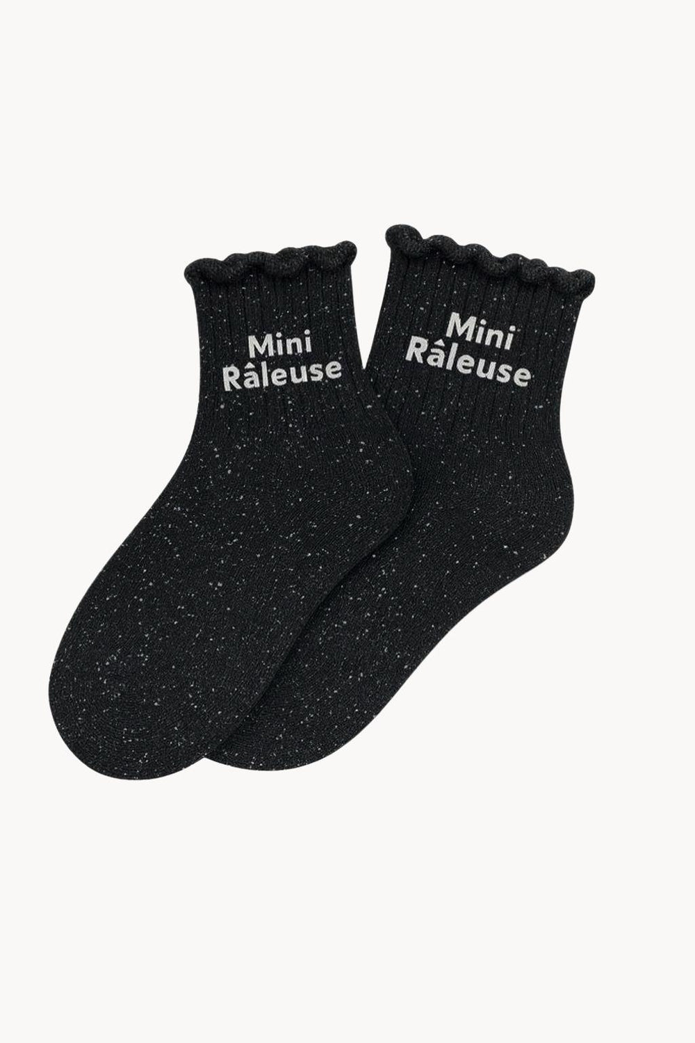 Chaussettes à Paillettes Enfant "Mini Râleuse" Noir - Woom