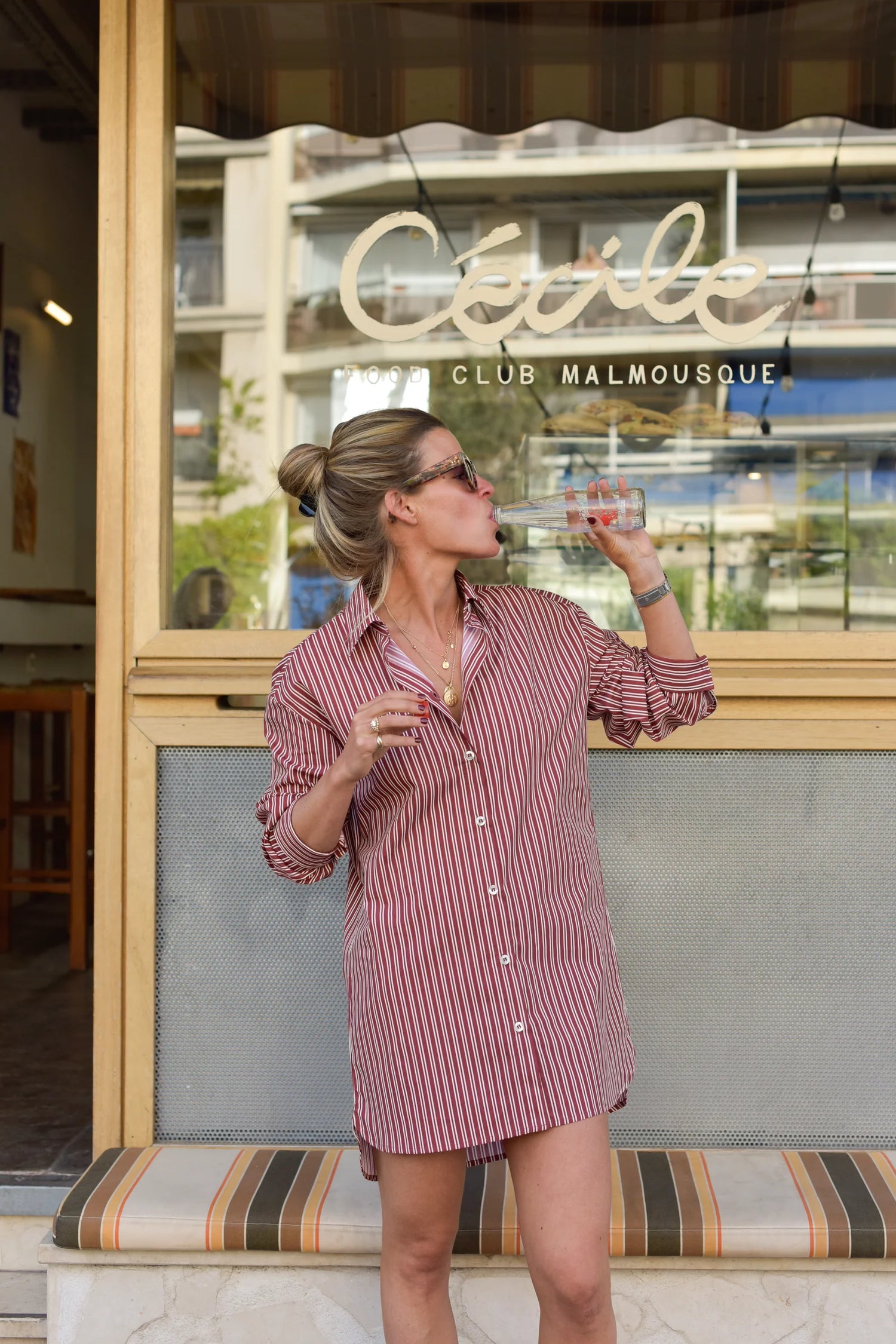 Robe Chemise Alix Rayures Bordeaux - Hortense