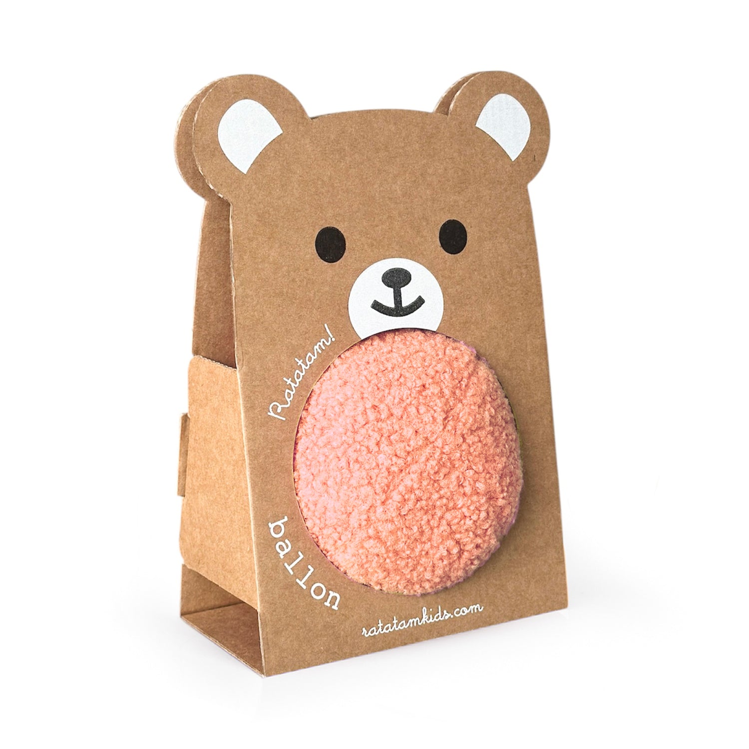 Balle Ourson Peluche 12cm Corail - Ratatam