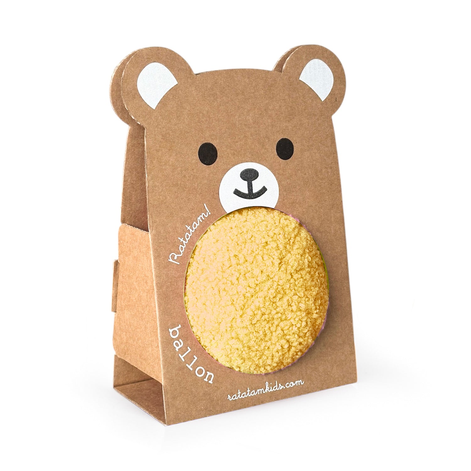 Balle Ourson Peluche 12cm Jaune - Ratatam