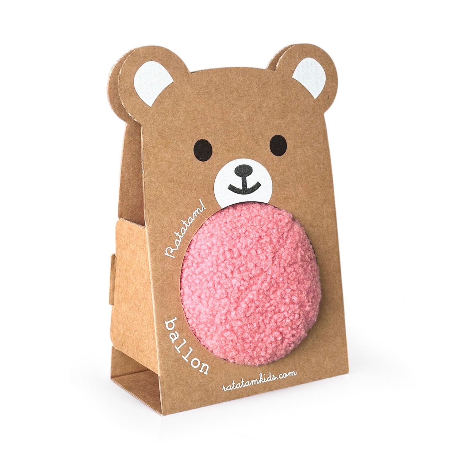 Balle Ourson Peluche 12cm Rose - Ratatam