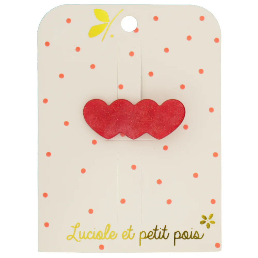 Photo de barrette 3 coeurs luciole et petit pois 1 par Les Biscottes