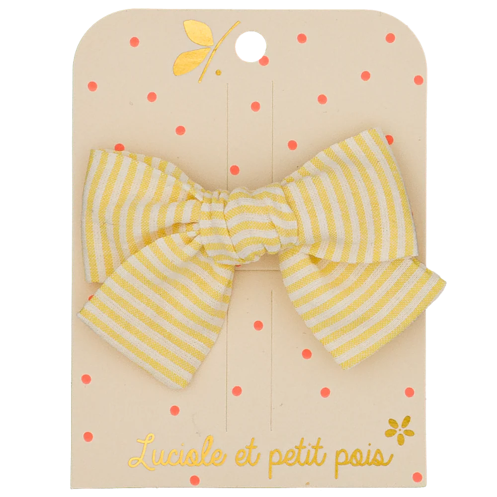 Barrette Nœud Rayés Jaune - Luciole et Petit Pois