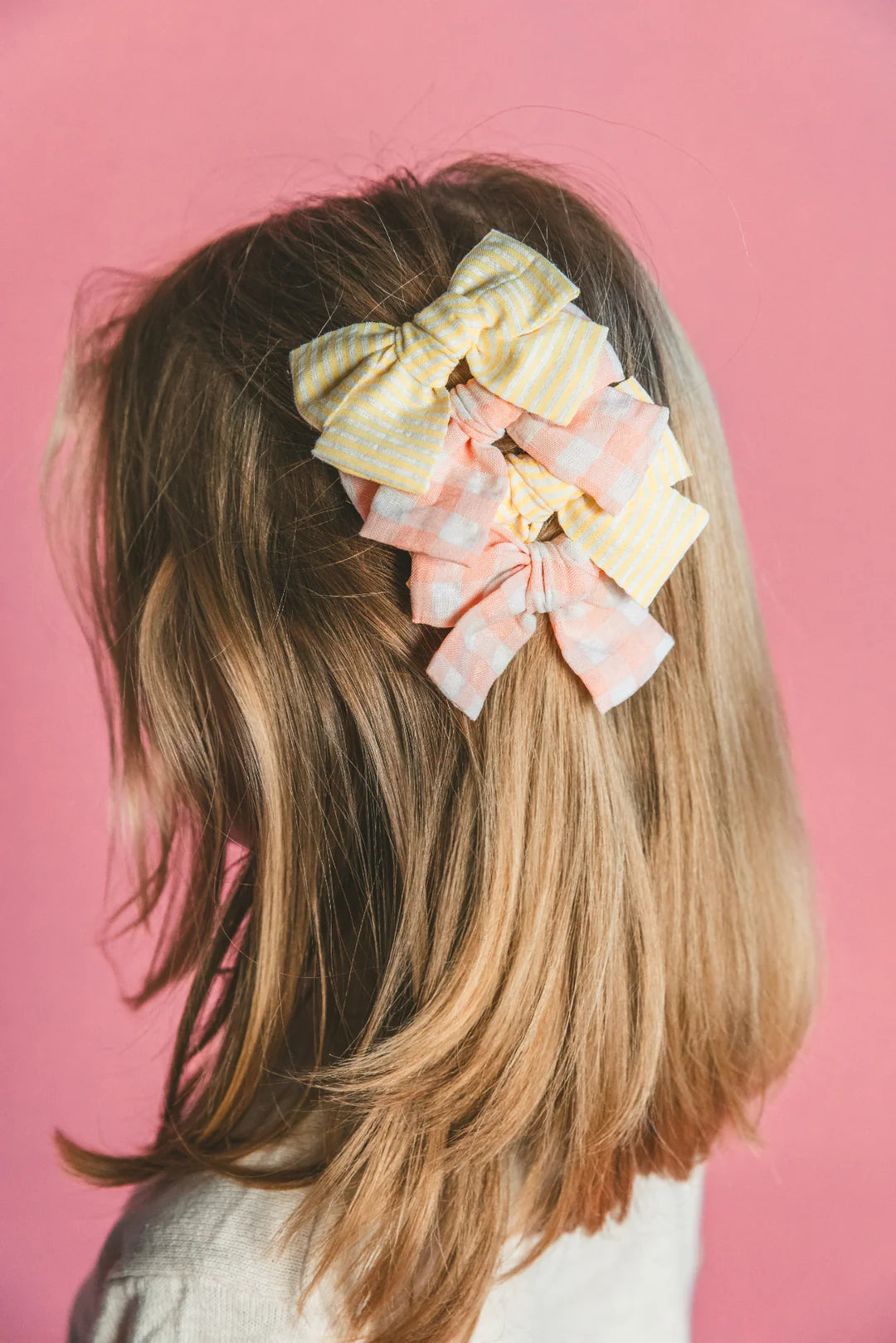 Barrette Nœud Rayés Jaune - Luciole et Petit Pois