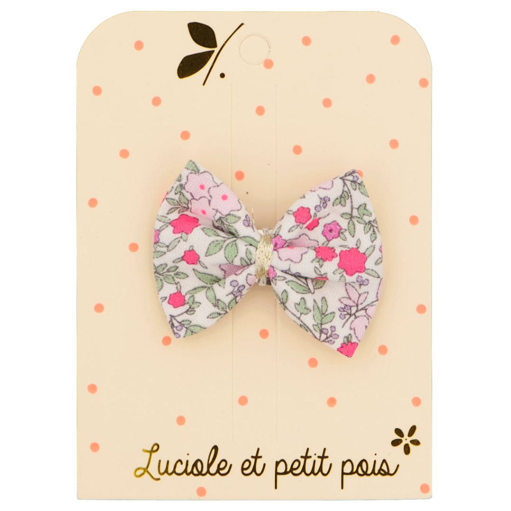 Barrette Nœud Ruban Rose Fluo - Luciole et Petit Pois