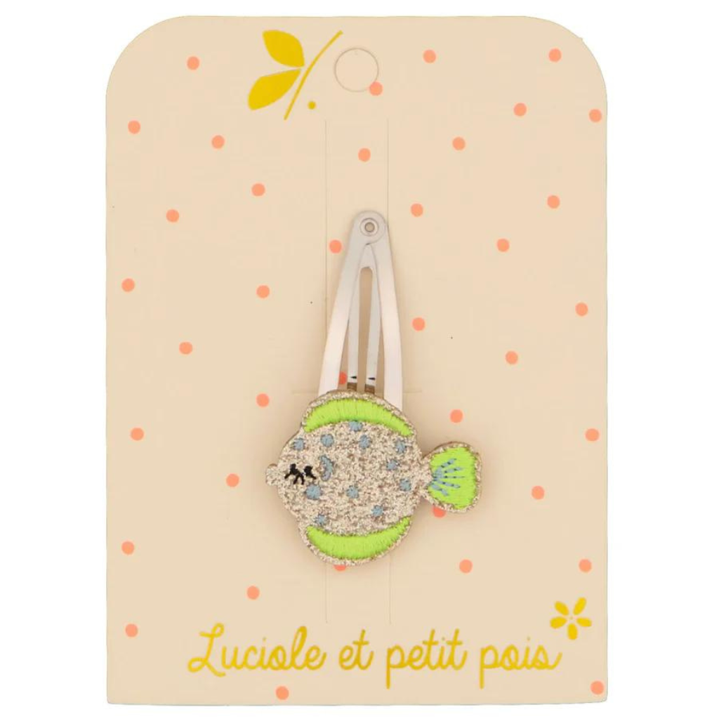 Photo de barrette poisson a pois luciole et petit pois par Les Biscottes