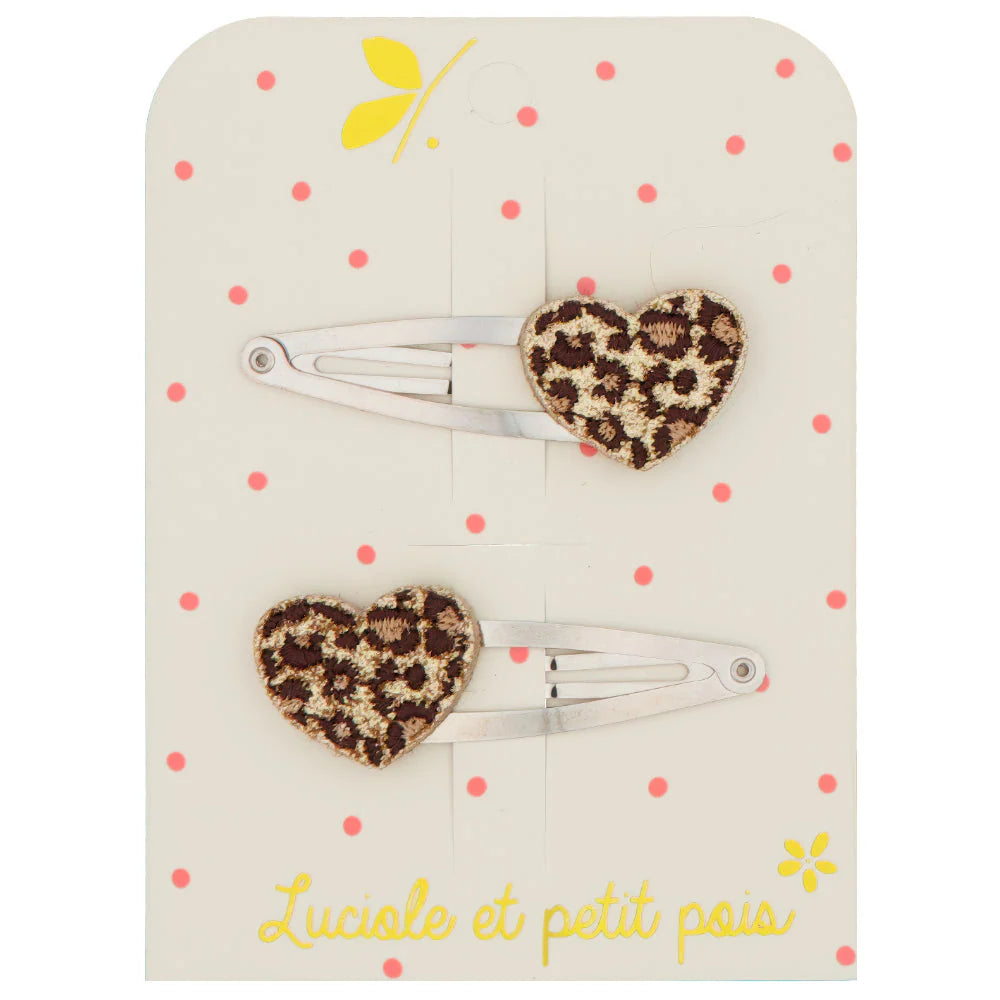 Barrettes Cœurs Léopard - Luciole et Petit Pois