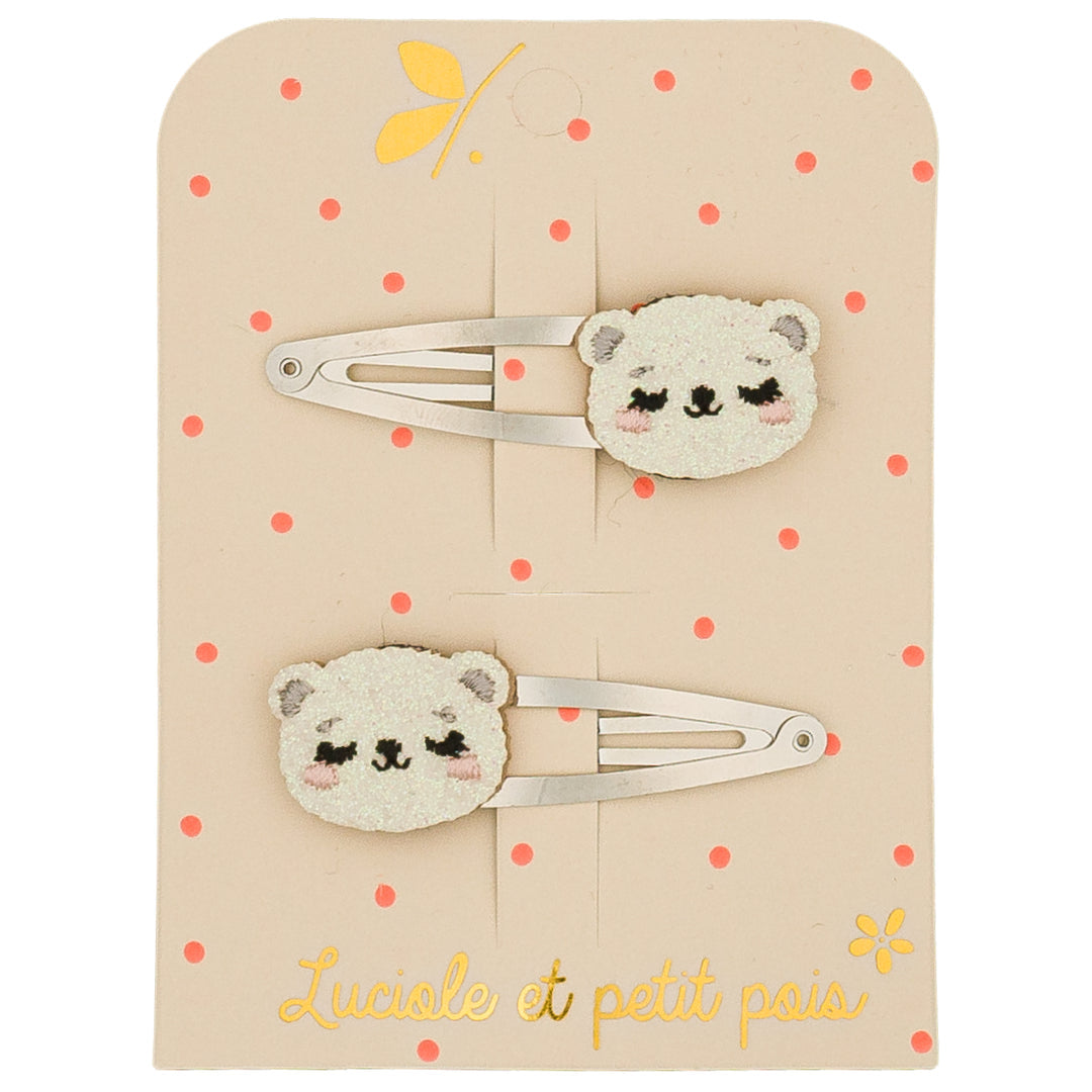 Duo Barrettes Flocon l'Ourson - Luciole et Petit Pois