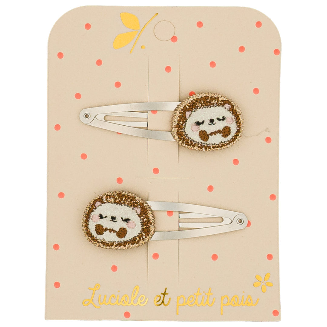 Duo Barrettes Pompom le Hérisson - Luciole et Petit Pois