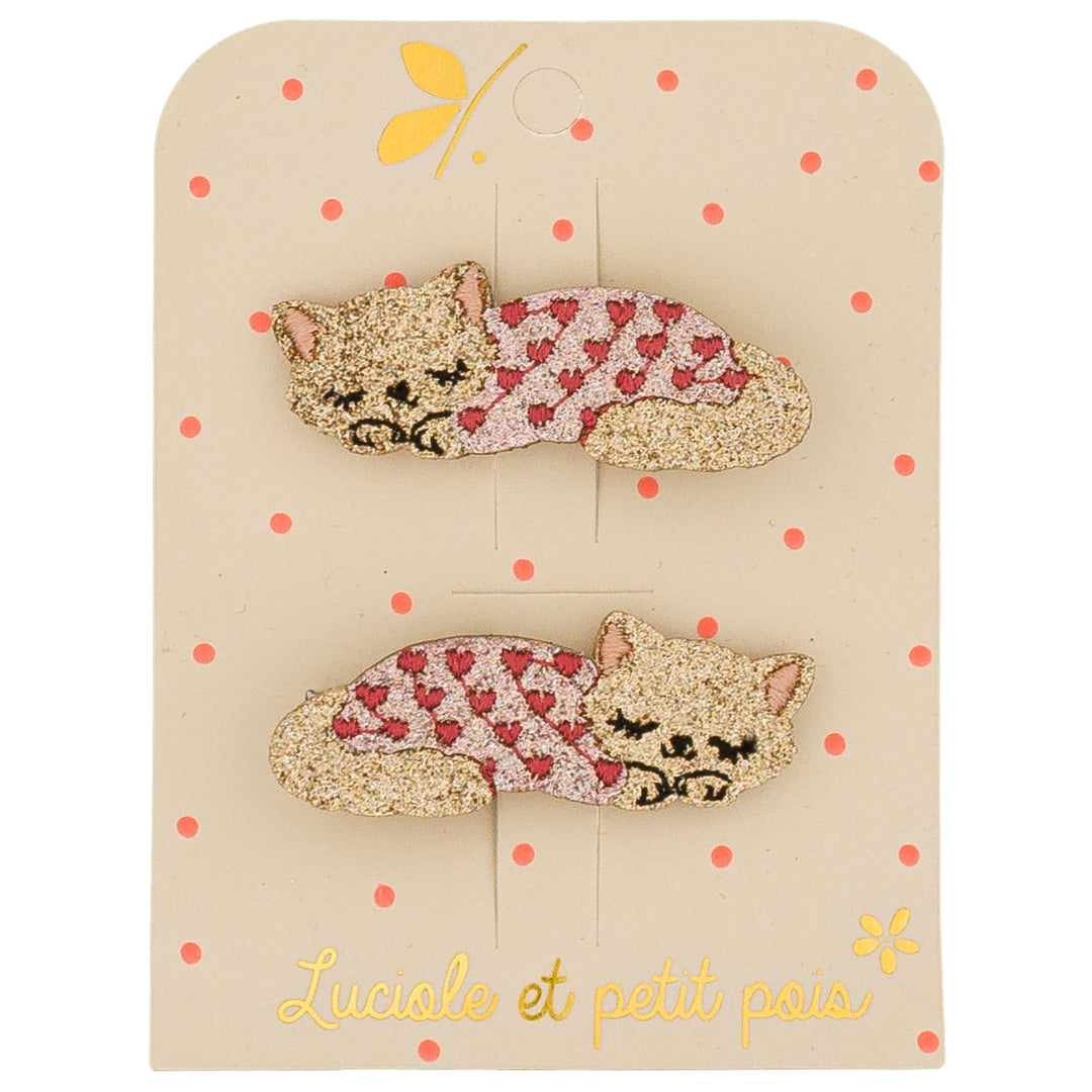 Duo Barrettes Moka le Chat - Luciole et Petit Pois