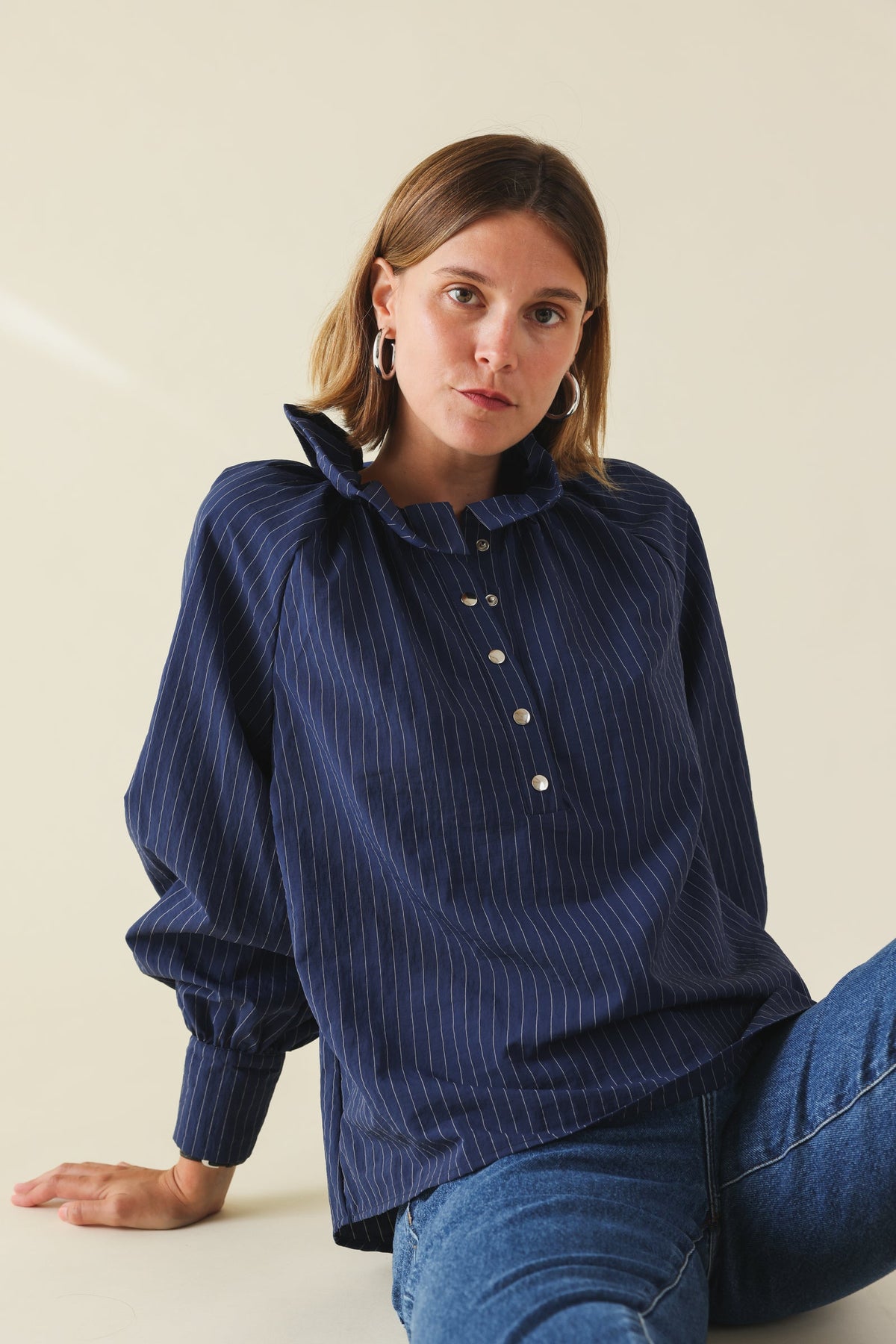 Blouse Isaure Rayures Marine - Hortense