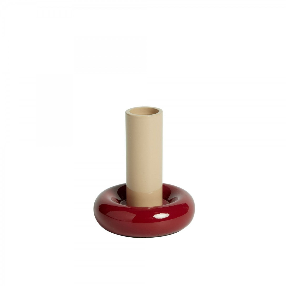 Bougeoir Donut M Sable / Bordeaux - Bonheur du Jour
