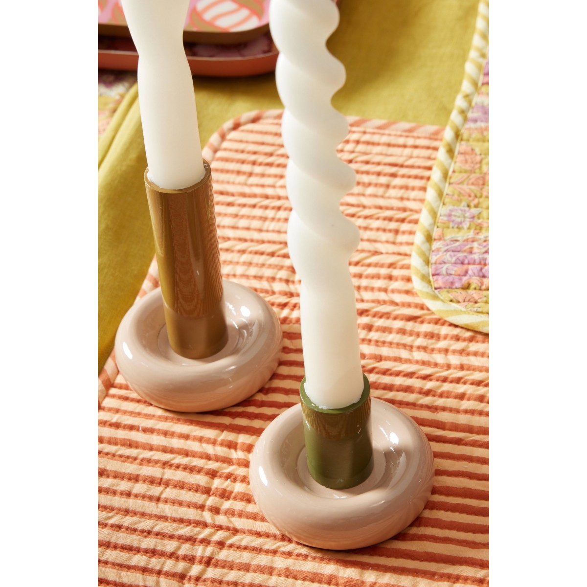 Bougeoir Donut S Kaki - Bonheur du Jour
