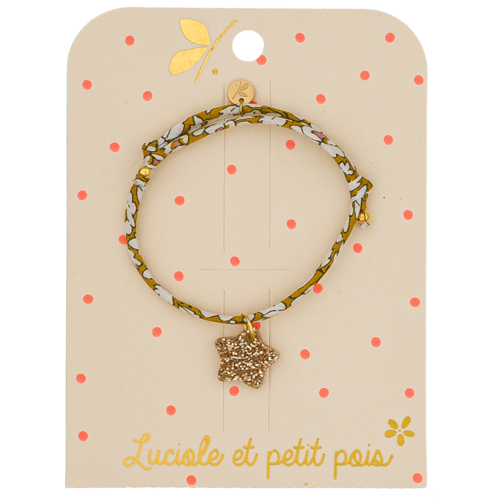 Bracelet Liberty Moutarde Étoile Doré - Luciole et Petit Pois