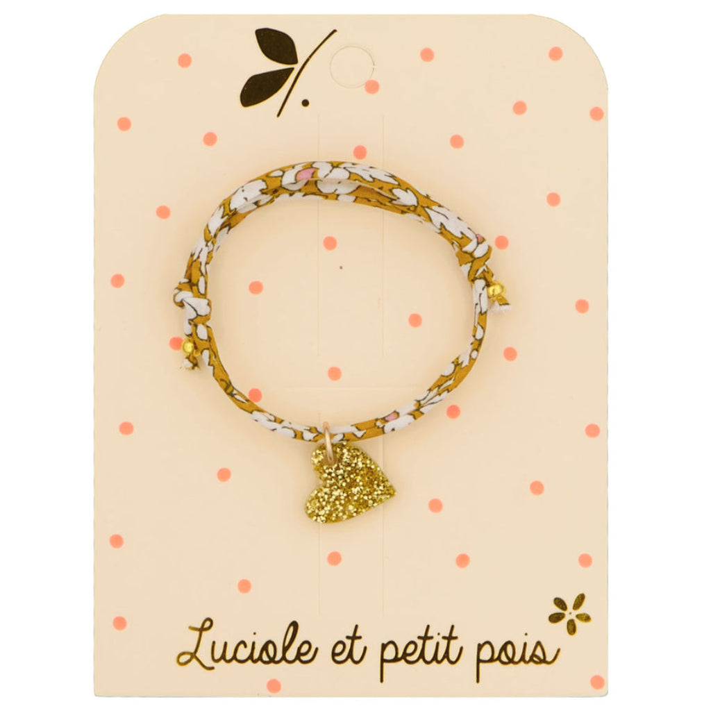 Bracelet Liberty Moutarde Cœur Or - Luciole et Petit Pois