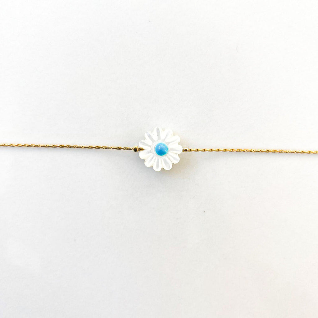 Bracelet Marguerite Bleu - Litchi