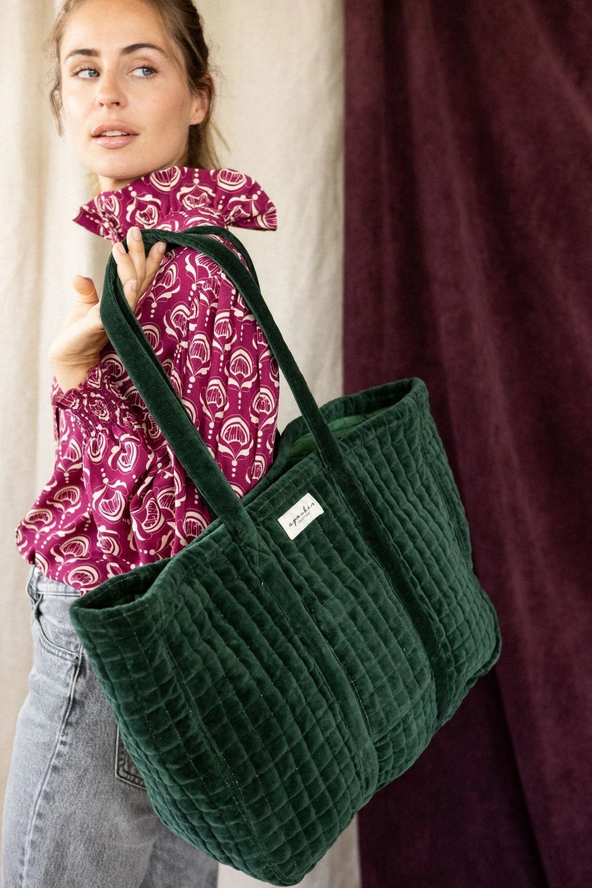 Cabas Samba Velours Lisse Forest - Apaches Collections