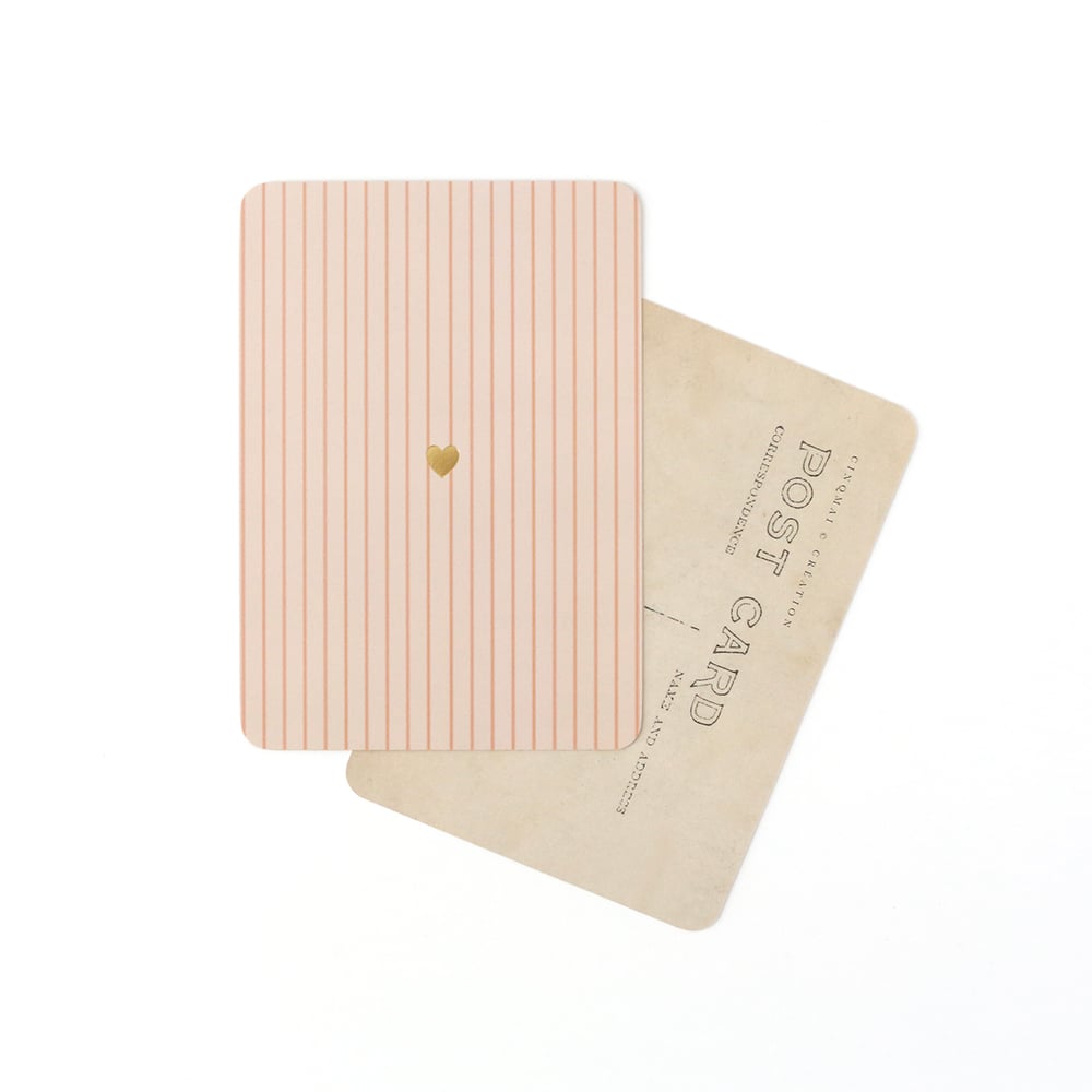 Carte Doré Cœur Rayures - Cinq Mai