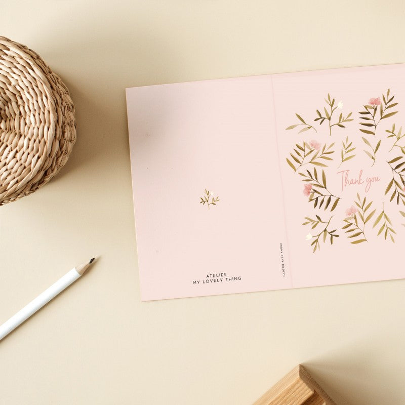 Photo de carte double thank you rose fleurs my lovely thing 2 par Les Biscottes