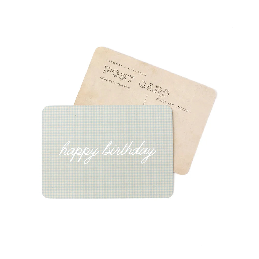 Carte Happy Birthday Carreaux Vert - Cinq Mai