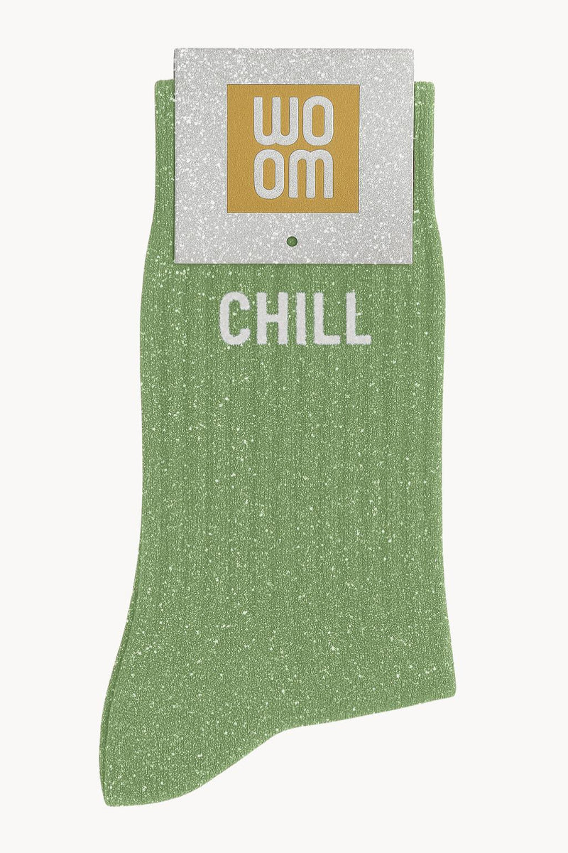 Chaussettes à Paillettes "Chill" Vert Amande - Woom
