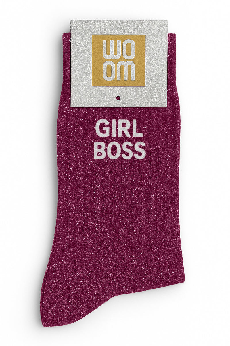 Chaussettes à Paillettes "Girl Boss" Violet - Woom