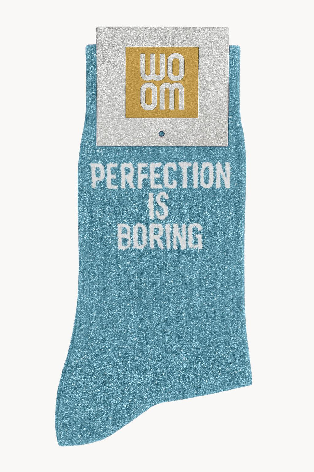 Chaussettes à Paillettes "Perfection Is Boring" Bleu Ciel - Woom