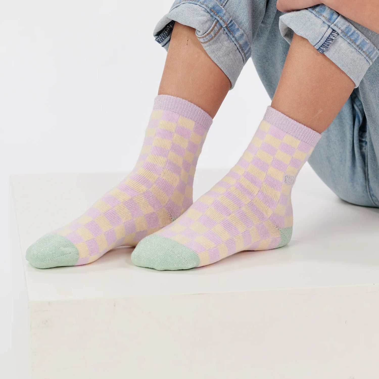 Chaussettes Enfant à Carreaux Violet et Jaune - Billybelt