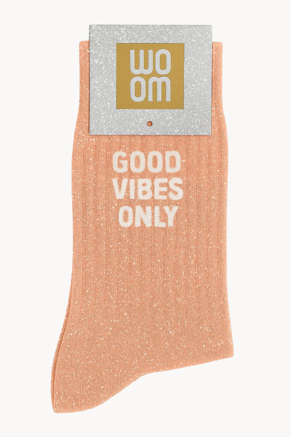Chaussettes à Paillettes "Good Vibes Only" Pêche - Woom