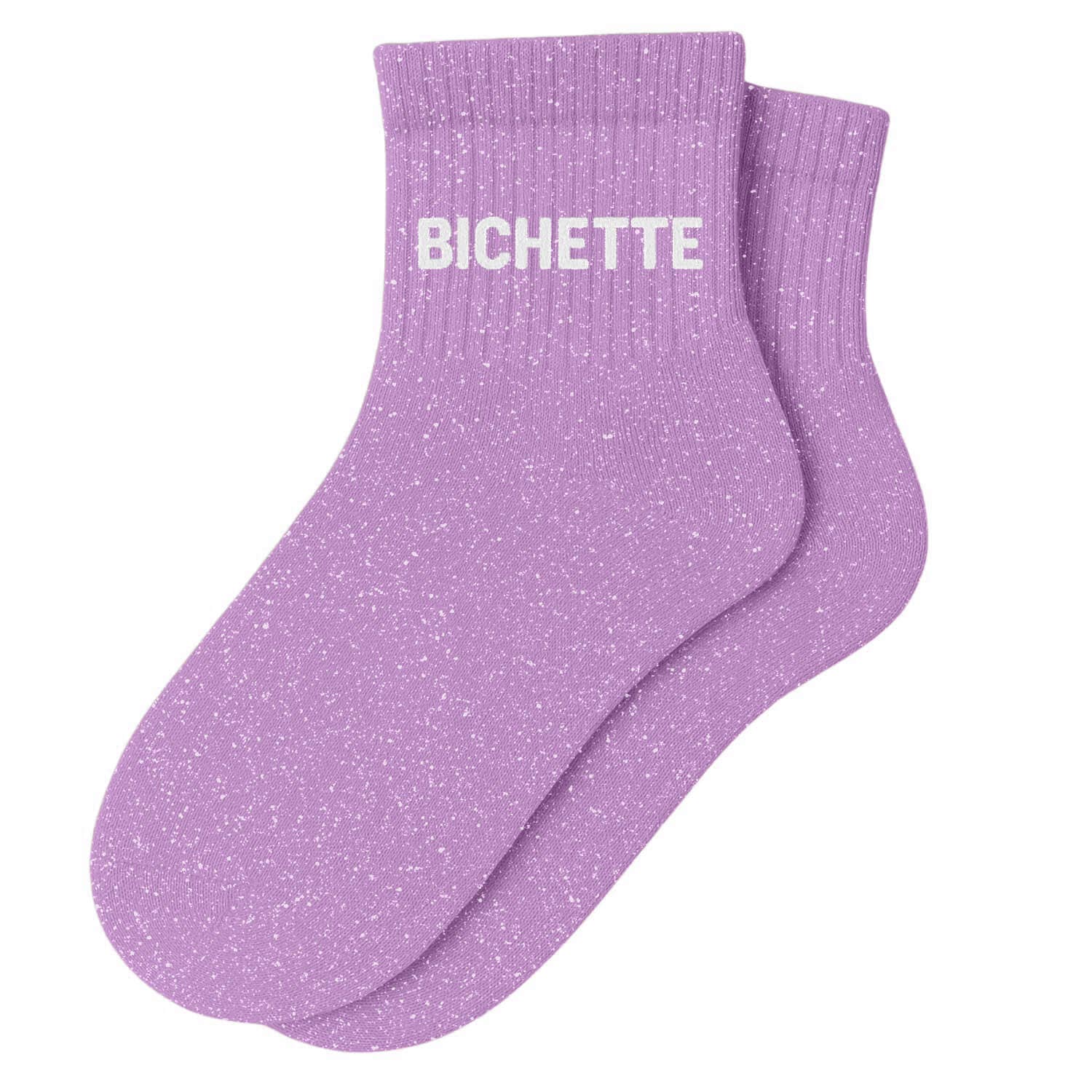 Chaussettes Basses à Paillettes "Bichette" Mauve - Woom