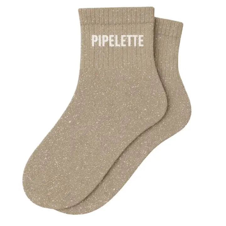 Chaussettes Basses à Paillettes "Pipelette" Beige - Woom