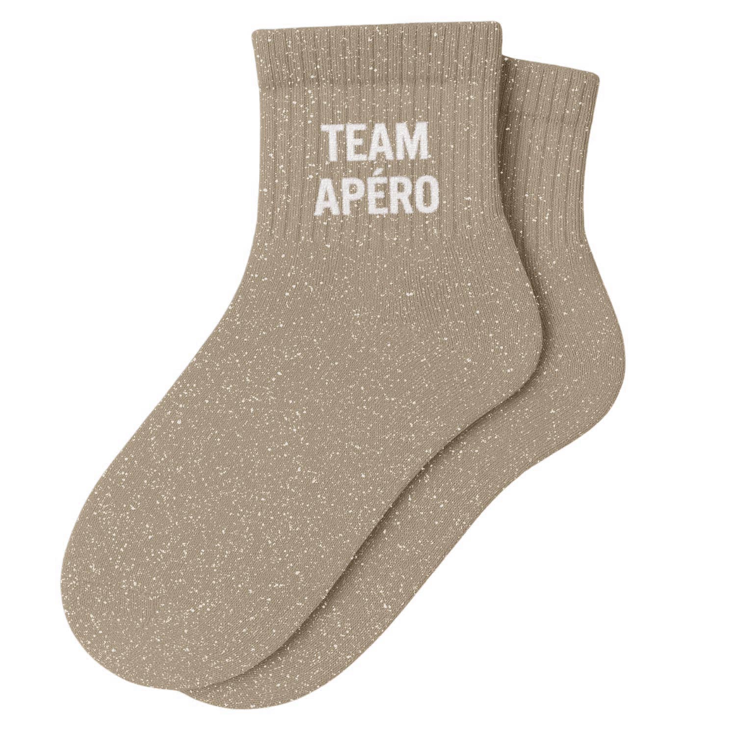 Chaussettes Basses à Paillettes "Team Apéro" Beige - Woom