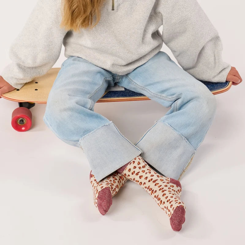 Chaussettes Enfant Léopard Beige et Orange - Billybelt