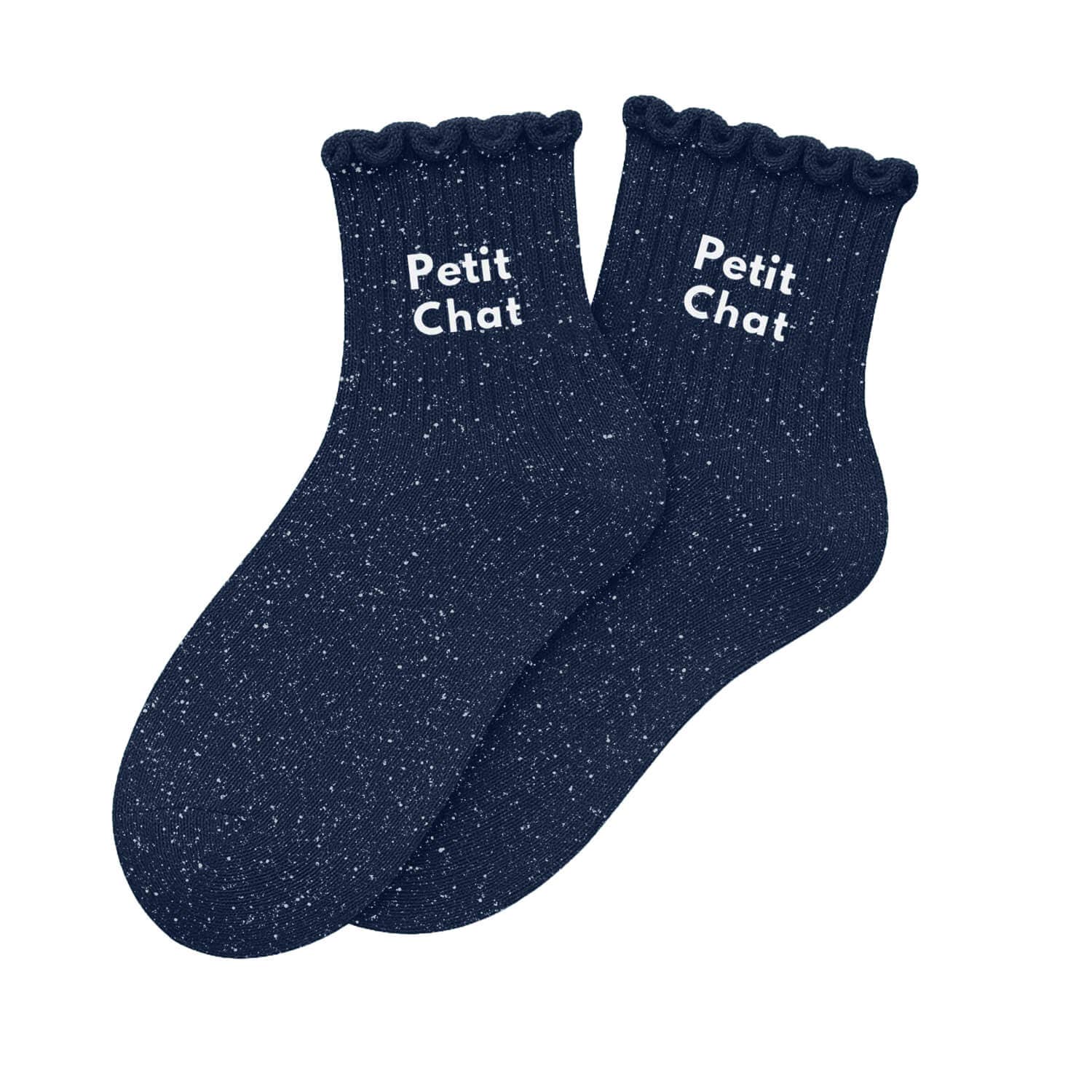 Chaussettes à Paillettes Enfant "Petit Chat" Marine - Woom