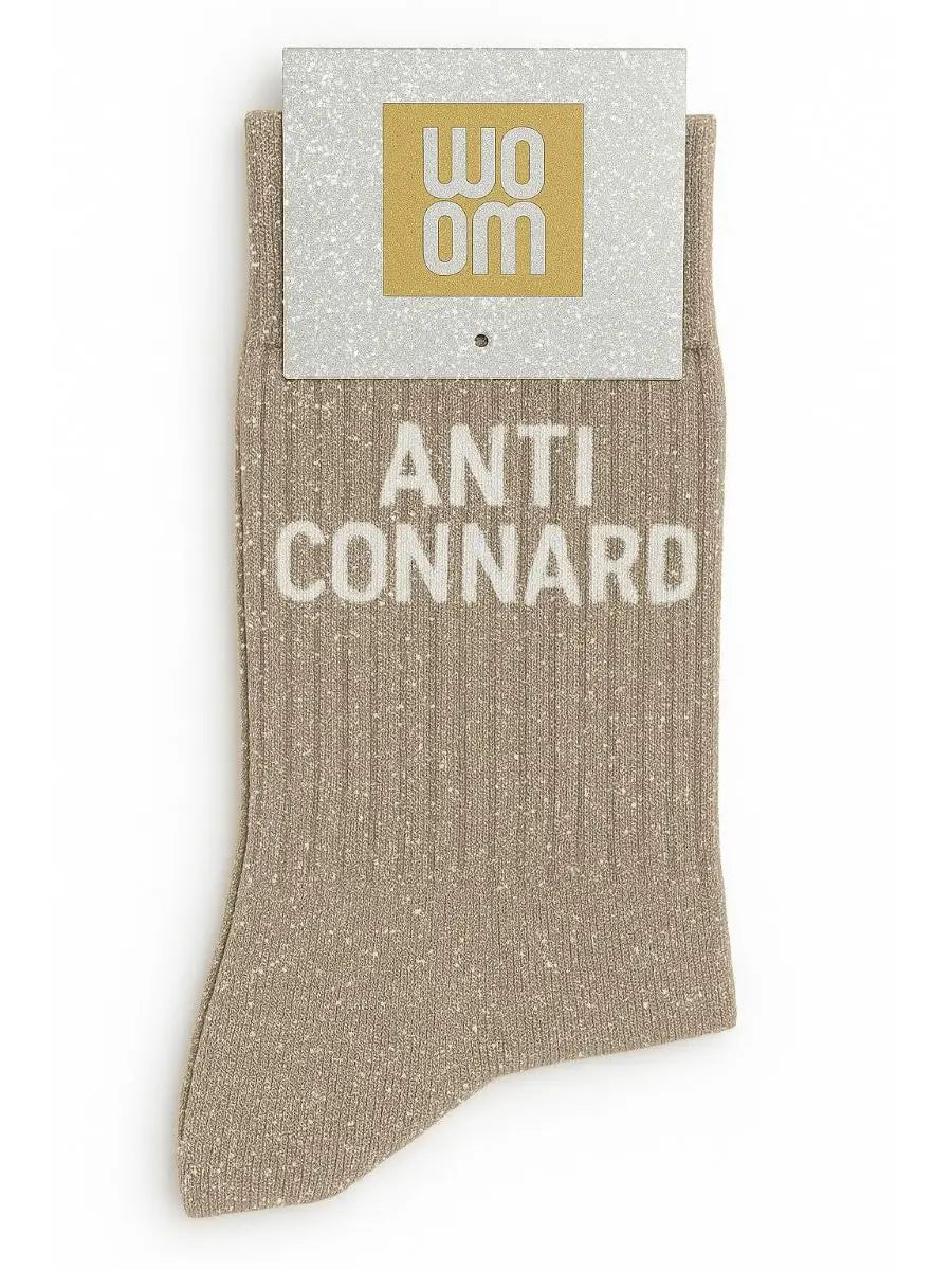 Chaussettes à Paillettes "Anti Connard" Beige - Woom