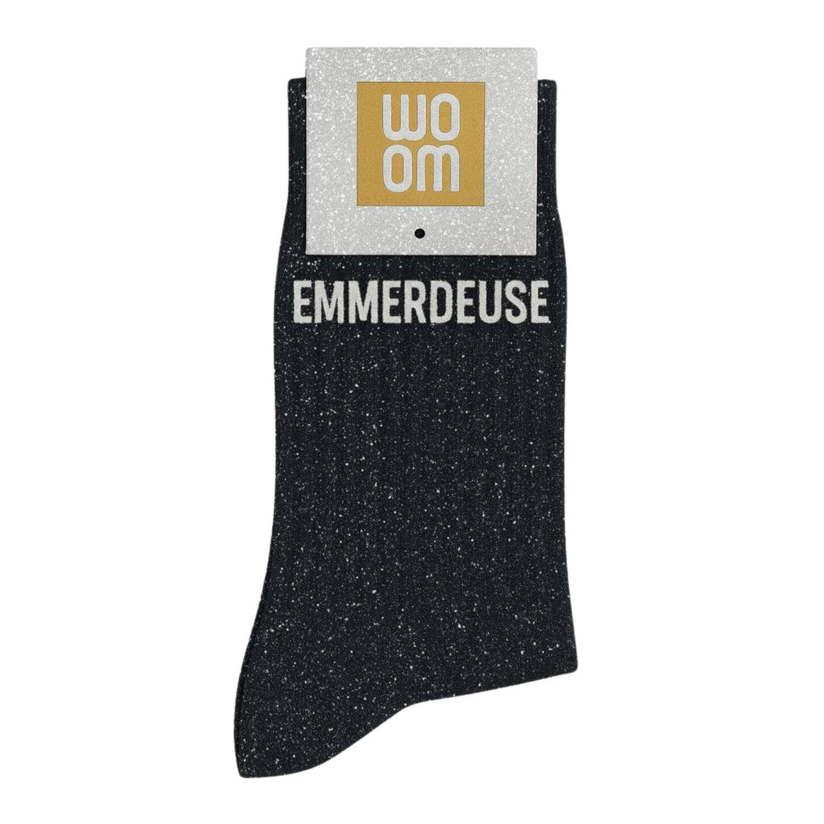 Chaussettes à Paillettes "Emmerdeuse" Noir - Woom