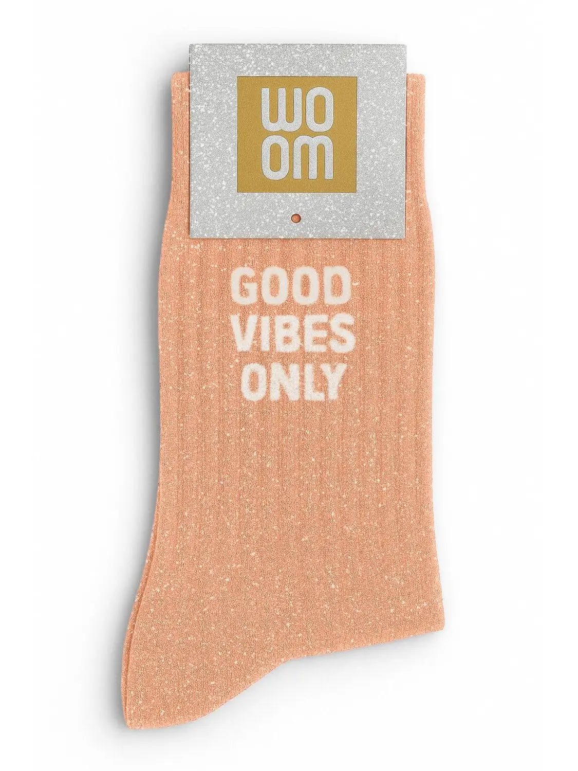 Chaussettes à Paillettes "Good Vibes Only" Pêche - Woom