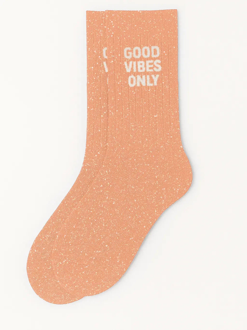 Chaussettes à Paillettes "Good Vibes Only" Pêche - Woom