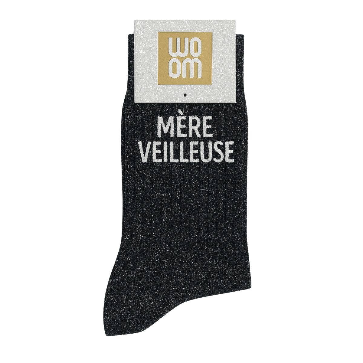 Chaussettes à Paillettes "Mère Veilleuse" Noir - Woom