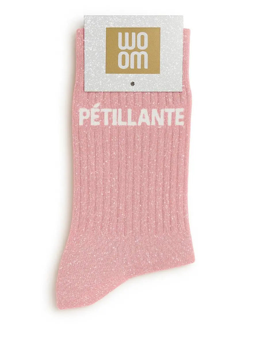 Chaussettes à Paillettes "Pétillante" Rose - Woom