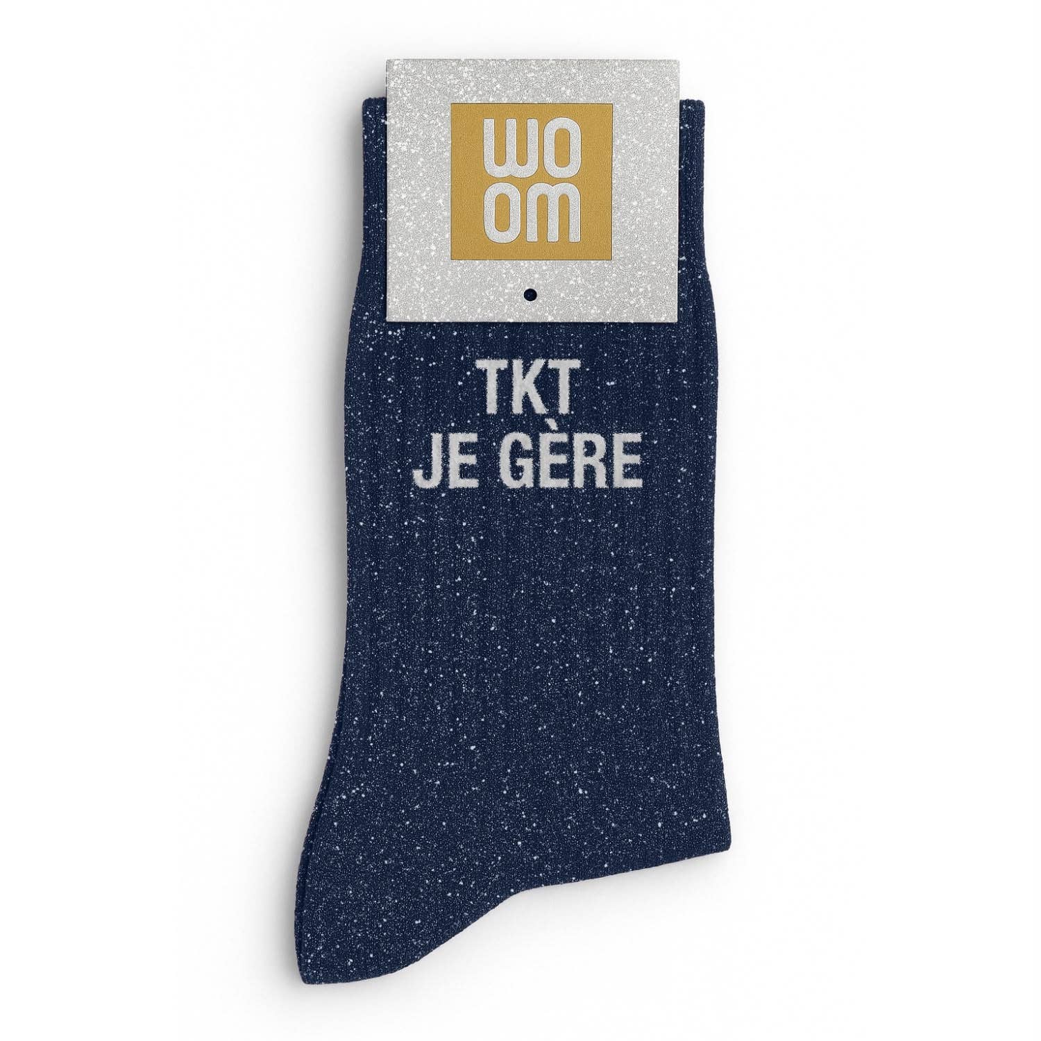 Chaussettes à Paillettes "Tkt Je Gère" Marine - Woom