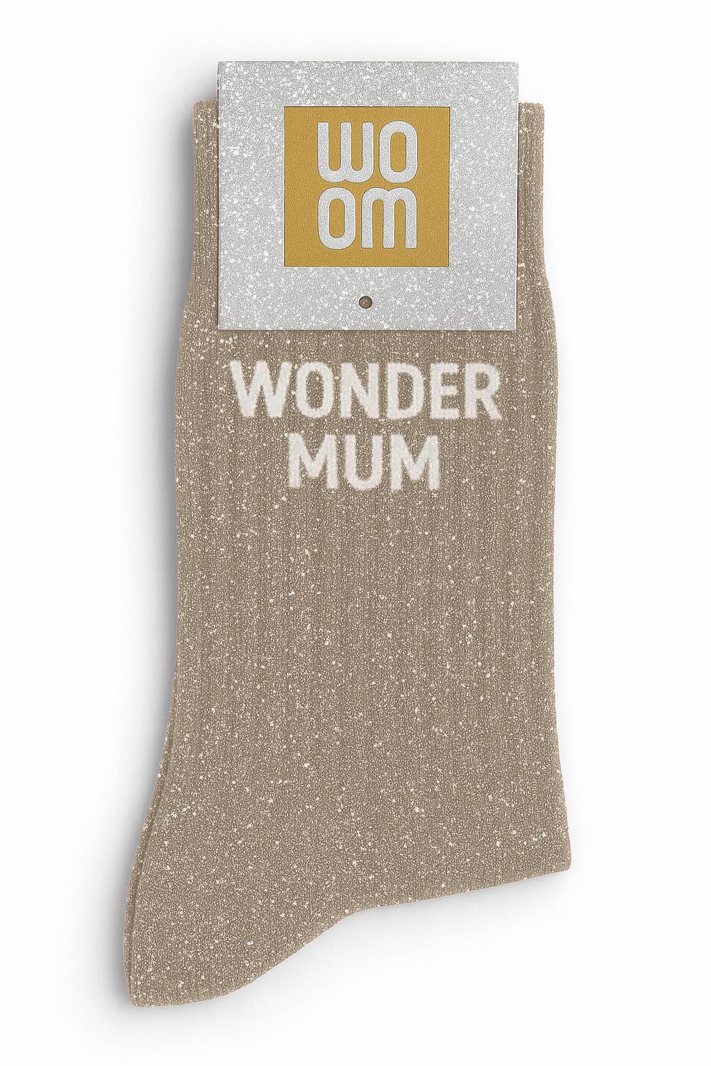 Chaussettes à Paillettes "Wonder Mum" Beige - Woom