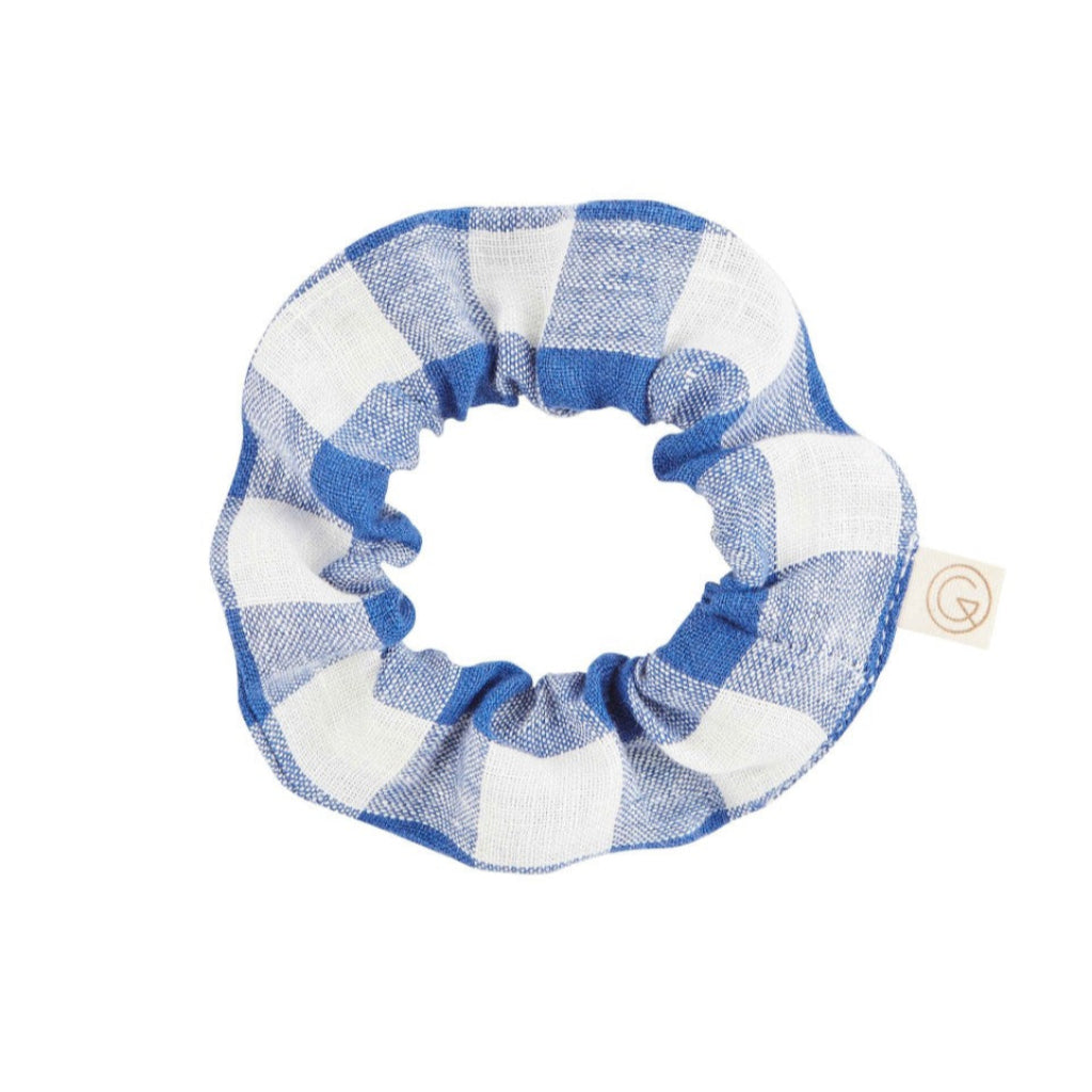 Photo de chouchou en lin vichy xl bleu gabrielle 1 par Les Biscottes