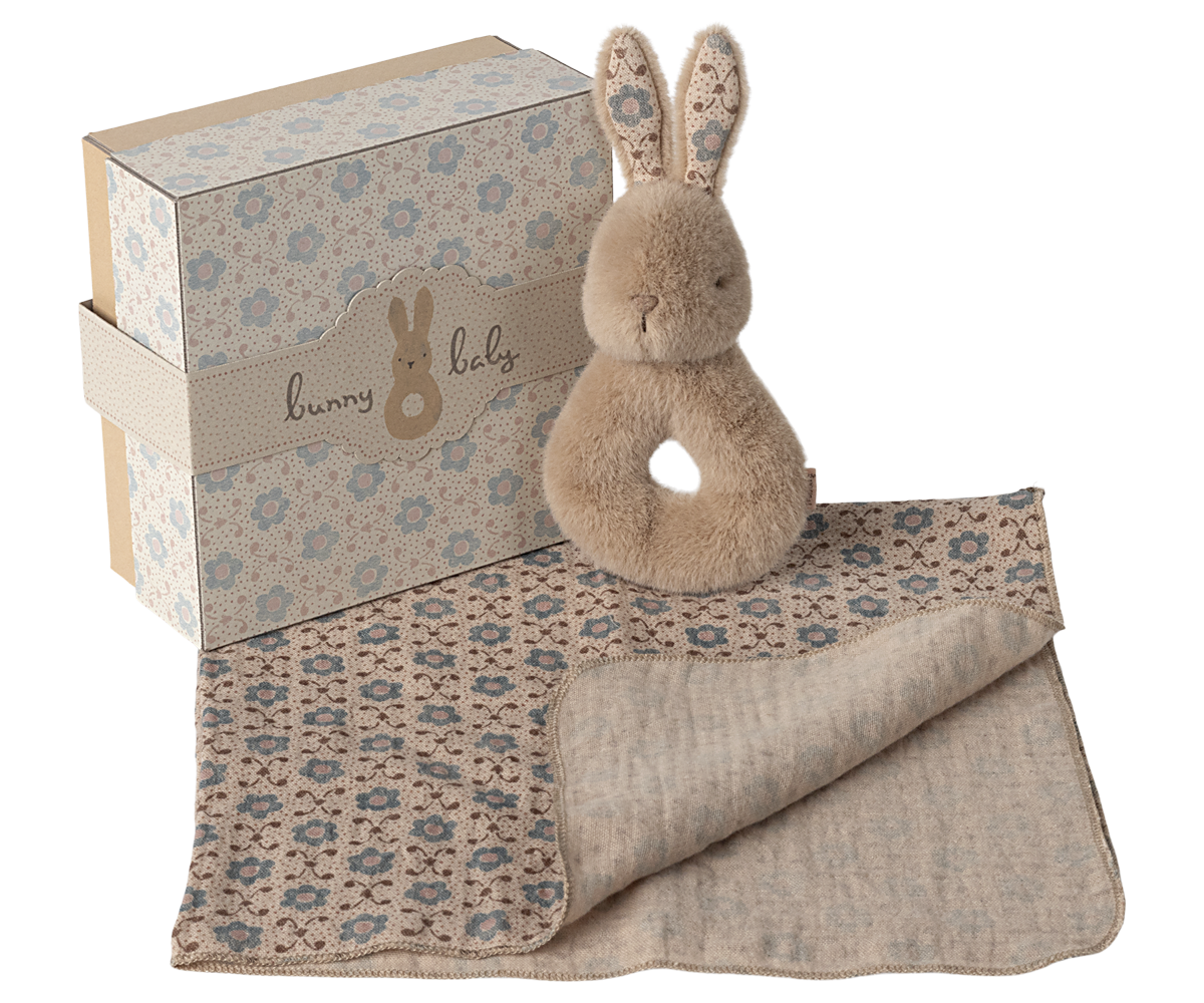 Coffret Hochet Lapin Crème Pêche - Maileg