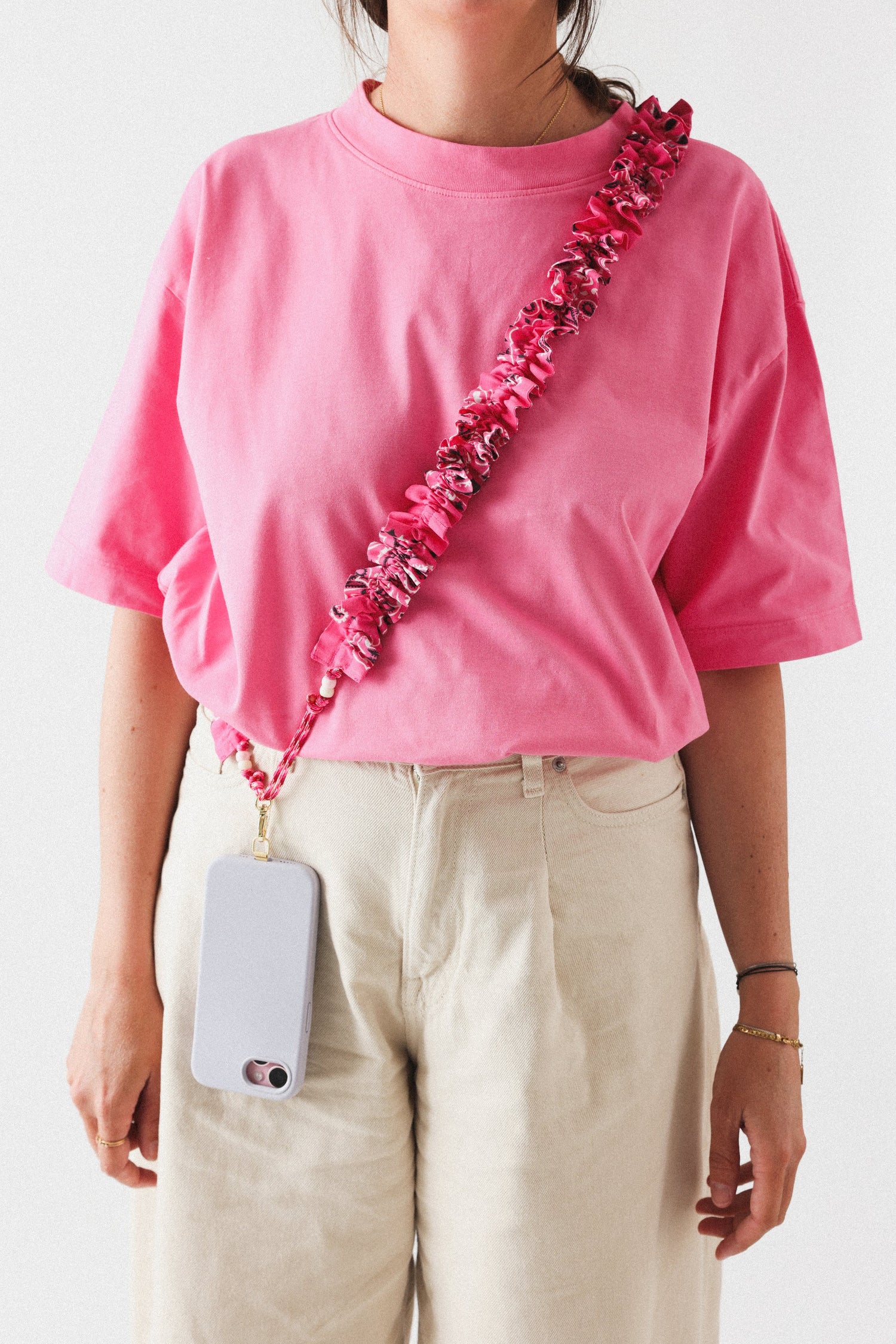 Cordon de Téléphone Froufrou Rose Bonbon - Maison Saussure