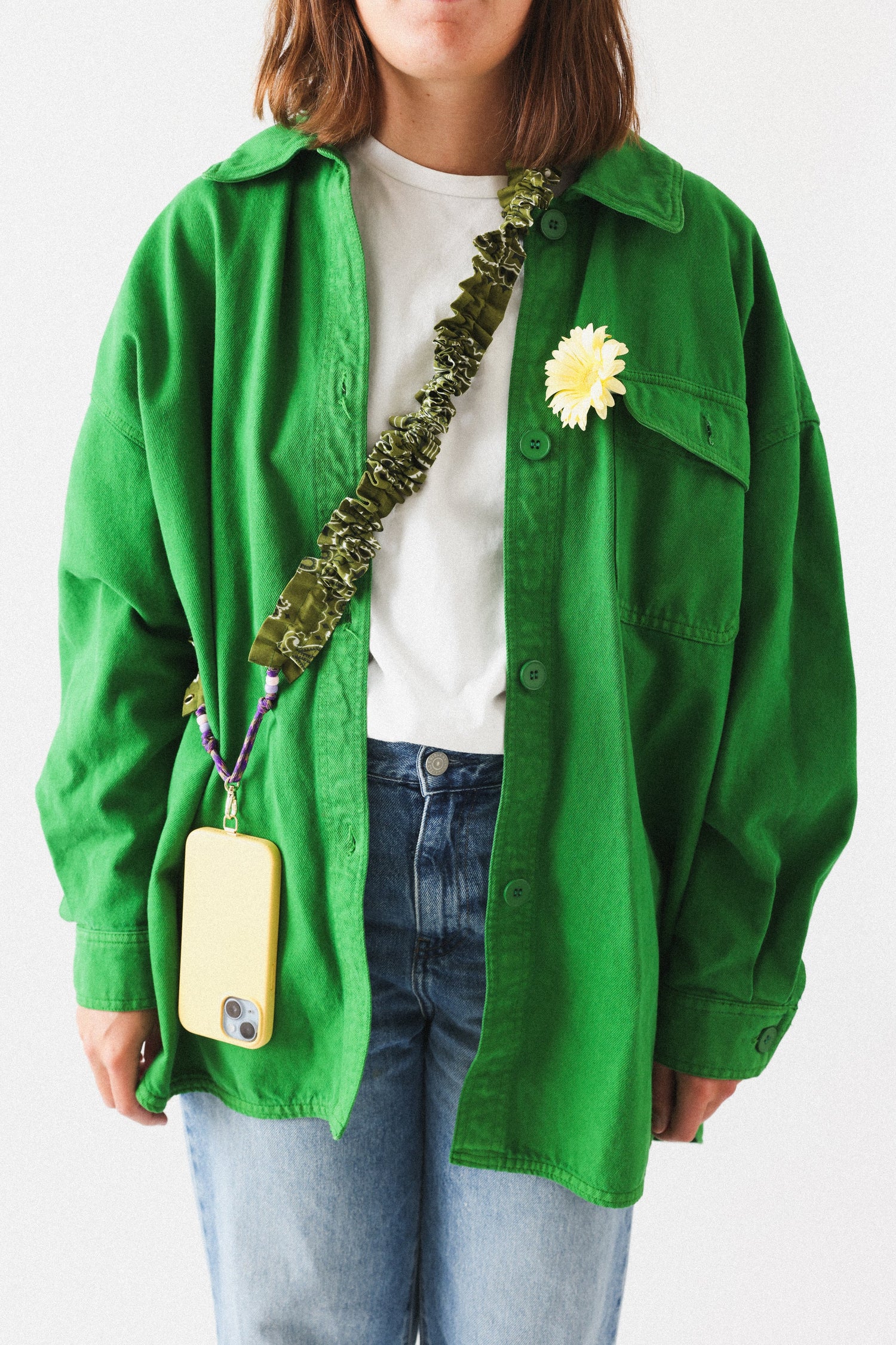 Cordon de Téléphone Froufrou Vert Olive - Maison Saussure